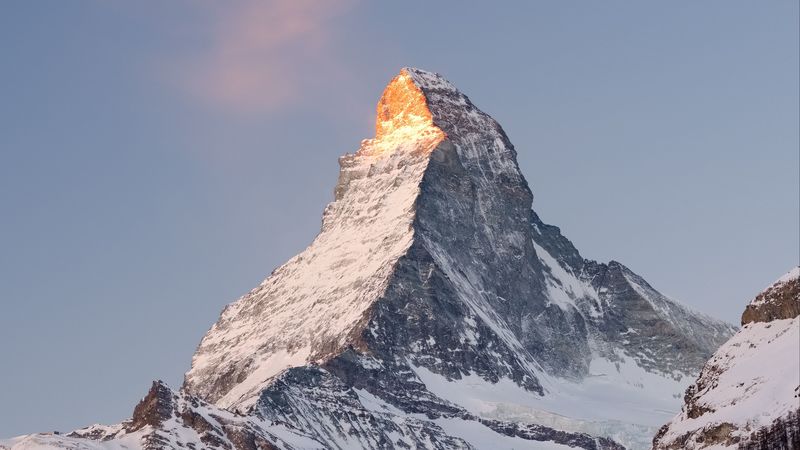 rock, mountains, peak, snow, snowy, slope, 4k