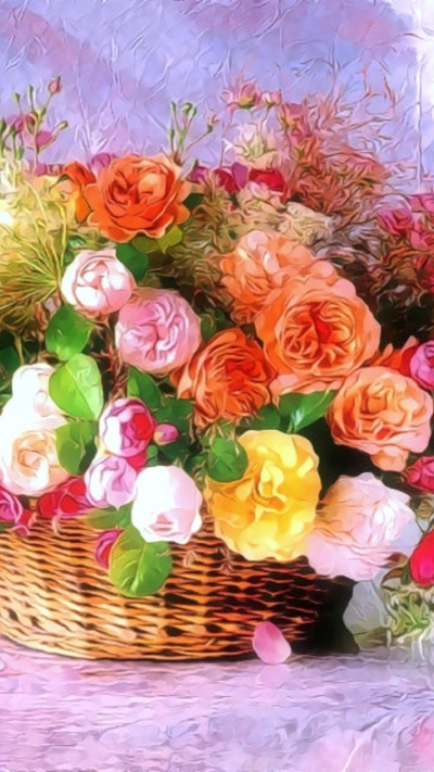 Artistic Flower, Painting, Colorful, Basket, Colors, 720x1280