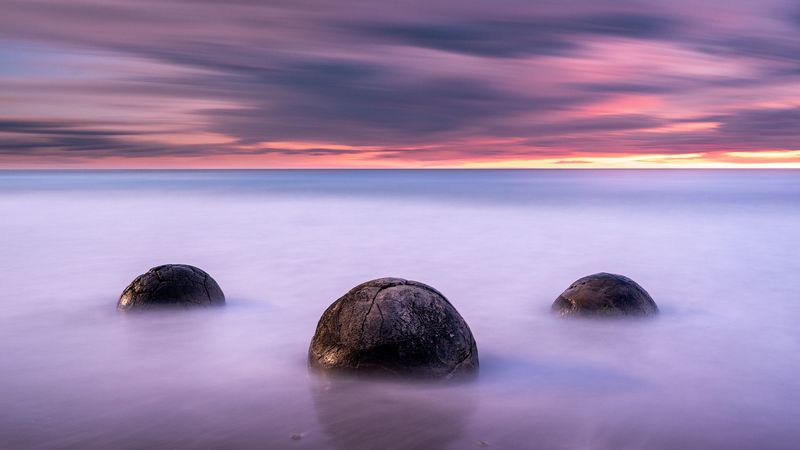sea, stones, balls, water, nature, 4k
