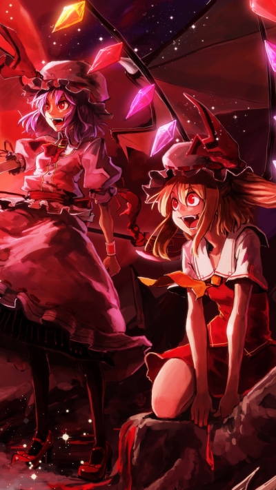 Anime Touhou, Flandre Scarlet, Remilia Scarlet, 720x1280