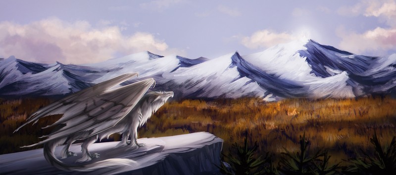 Wallpaper ID: 47146 / dragon, landscape, fantasy, artist, mountain ...