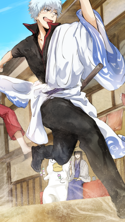 Anime Gintama, Kagura (Gintama), Kotaro Katsura, Elizabeth (Gintama), Hasegawa Taizou, Gintoki Sakata, 720x1280