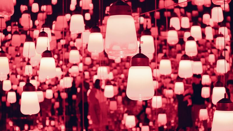 lamps, light, lighting, red, 4k
