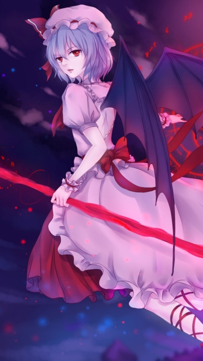 Anime Touhou, Purple Hair, Magic, Long Hair, Moon, Patchouli Knowledge, 720x1280