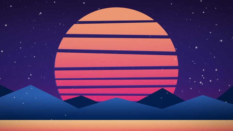 retrowave, sunset, mountains, artist, artwork, digital art, hd, minimalism, 4k, 5k