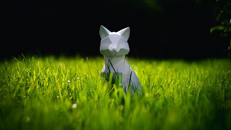 cat, figurine, 3d, grass, 4k