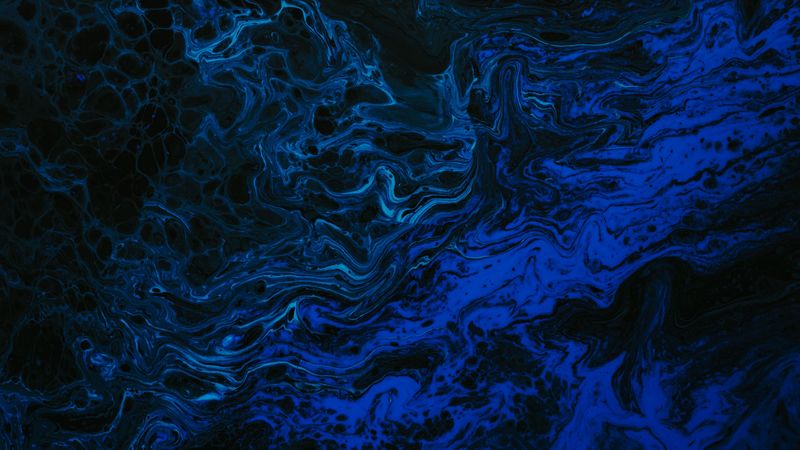 stains, liquid, wavy, abstraction, blue, 4k