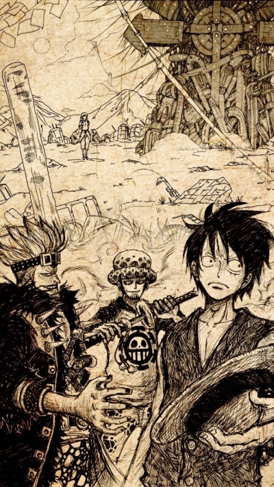 Anime One Piece, Eustass Kid, Killer (One Piece), Roronoa Zoro, Monkey D. Luffy, Bepo (One Piece), 720x1280