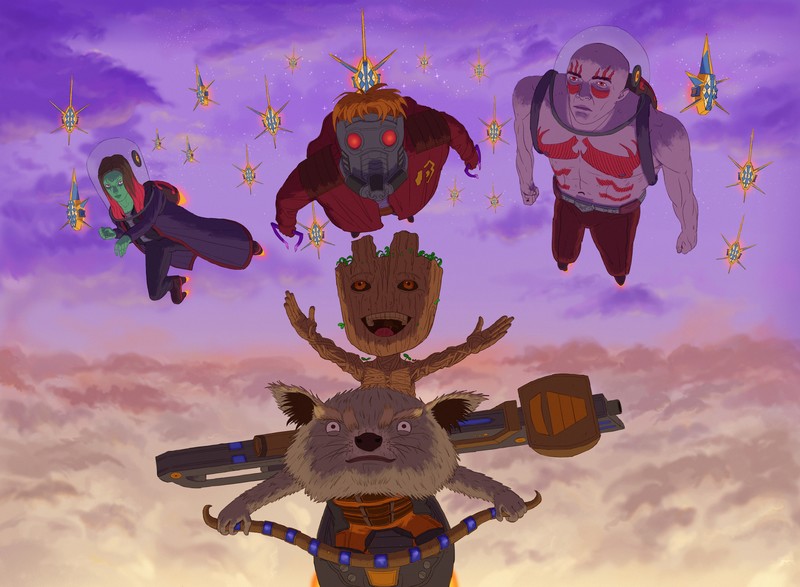 guardians of the galaxy, artwork, hd, 4k, artist