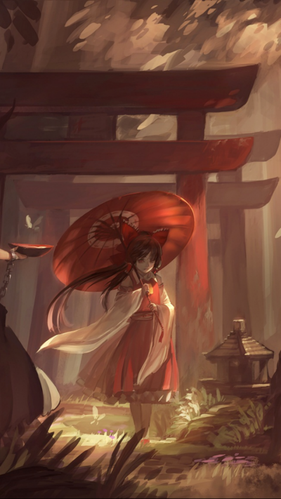 Anime Touhou, Suika Ibuki, Reimu Hakurei, 720x1280