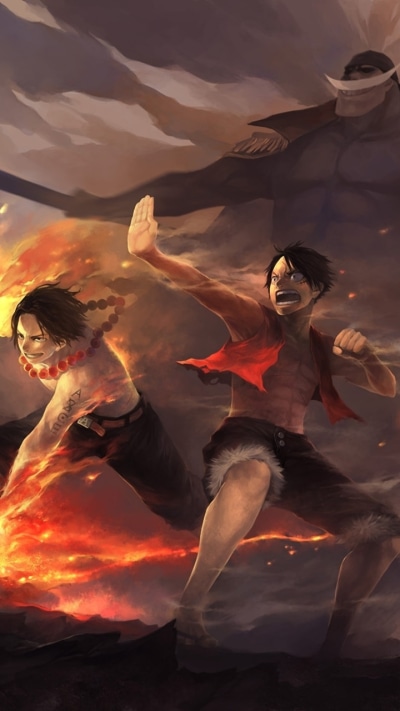 Anime One Piece, Edward Newgate, Marco (One Piece), Portgas D. Ace, Monkey D. Luffy, 720x1280