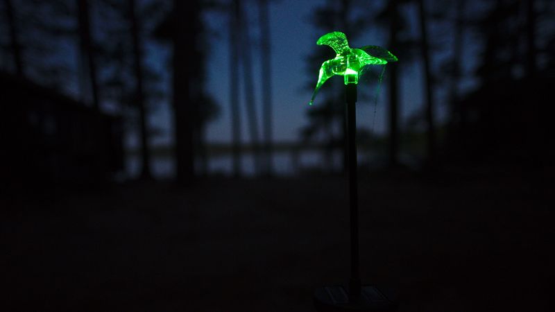 lamp, light, green, dark, night, 4k