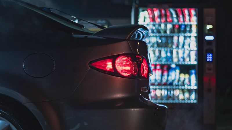 car, gray, taillight, backlight, night, 4k