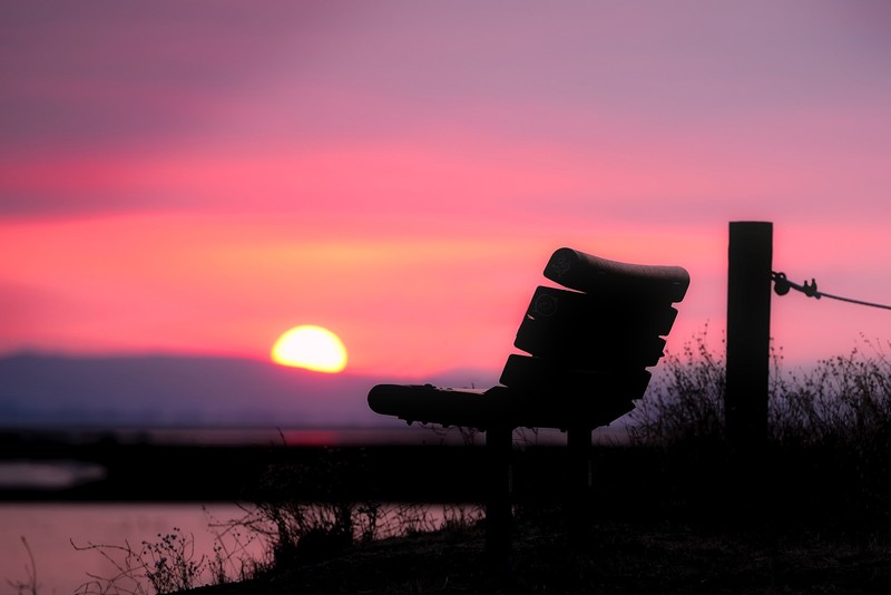 bench, clouds, pink, photography, hd