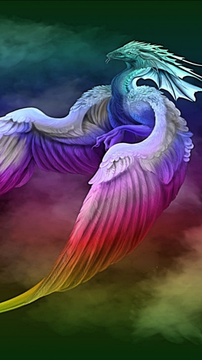 Fantasy Dragon, Phoenix, Rainbow, 720x1280
