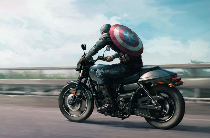 captain america, superheroes, artist, artwork, digital art, hd, harley davidson, artstation
