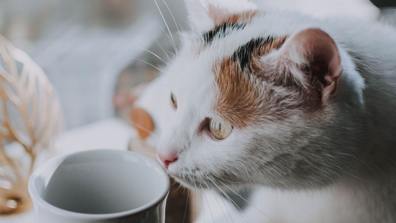 cat, cup, pet, glance, 4k