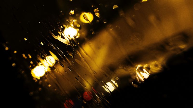 rain, glass, macro, blur, lights, 4k