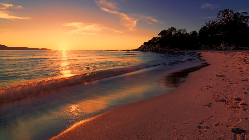 sea, sunset, beach, sunlight, long exposure, 4k, hd, nature, sunset