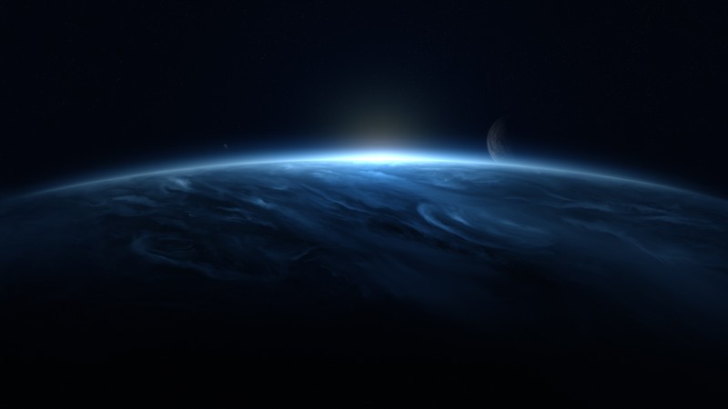 clouds, planet, moon, stars, digital art, hd, 4k, digital universe