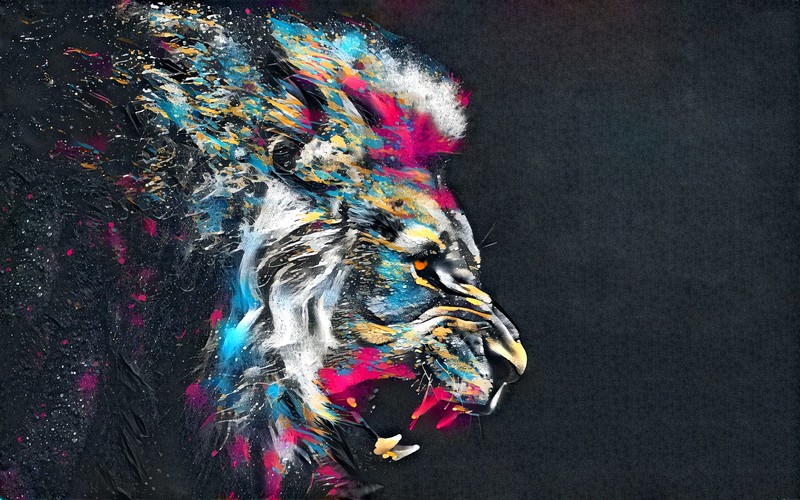 abstract, lion, artistic, artwork, digital art, hd, colorful
