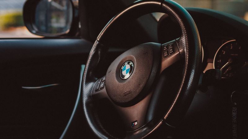 bmw, car, steering wheel, black, 4k