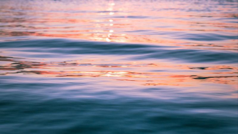 water, ripples, glare, horizon, 4k