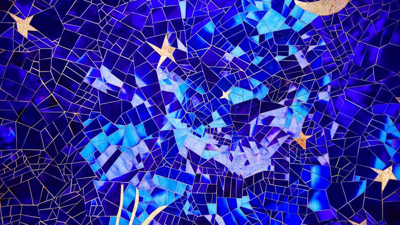 mosaic, texture, pattern, blue, 4k