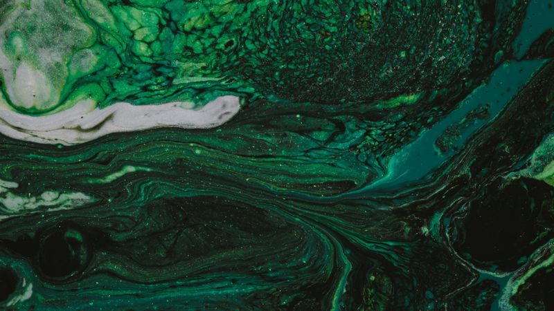stains, paint, abstraction, liquid, green, 4k