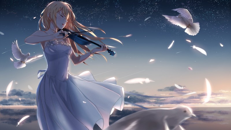 your lie in april, anime, artwork, artist, digital art, hd, anime girl