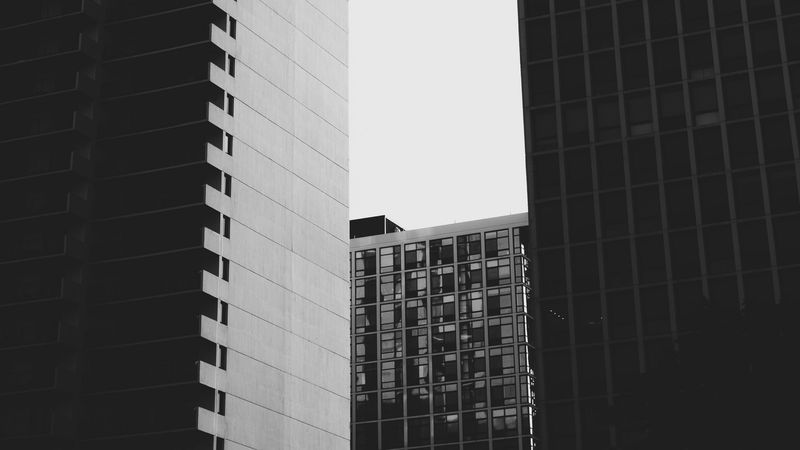 buildings, skyscrapers, bw, architecture, city, 4k