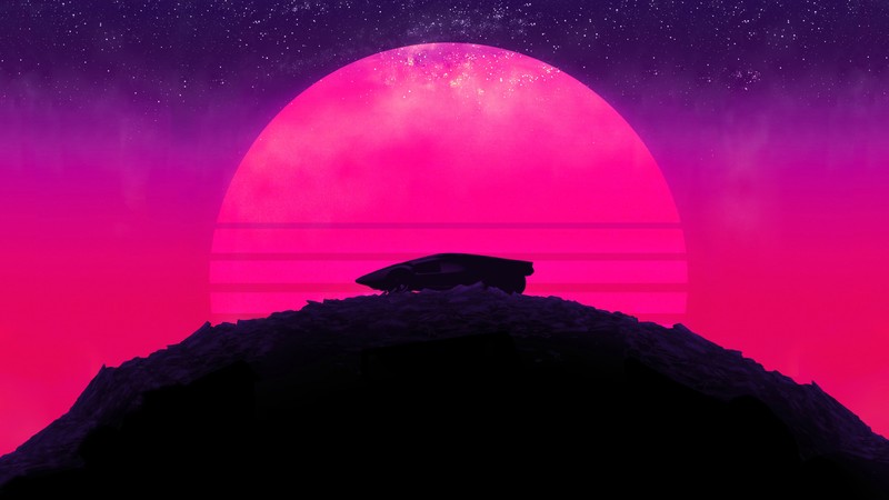 neon, sunset, artist, artwork, digital art, hd, 4k