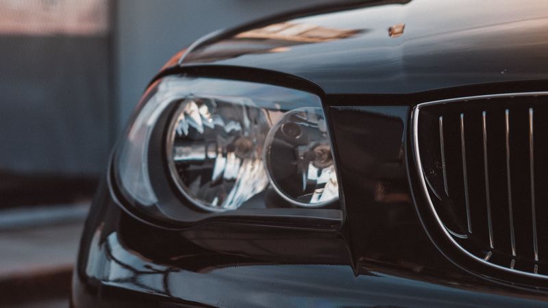 car, black, front view, headlight, 4k