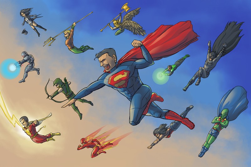 artwork, artist, digital art, hd, 4k, deviantart, superman, batman, arrow, cyborg, flash, wonder woman, green lantern, aquaman
