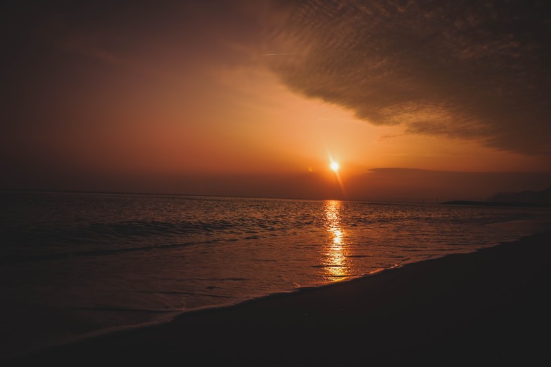 beach, sunset, shore, dawn, hd, 4k, 5k