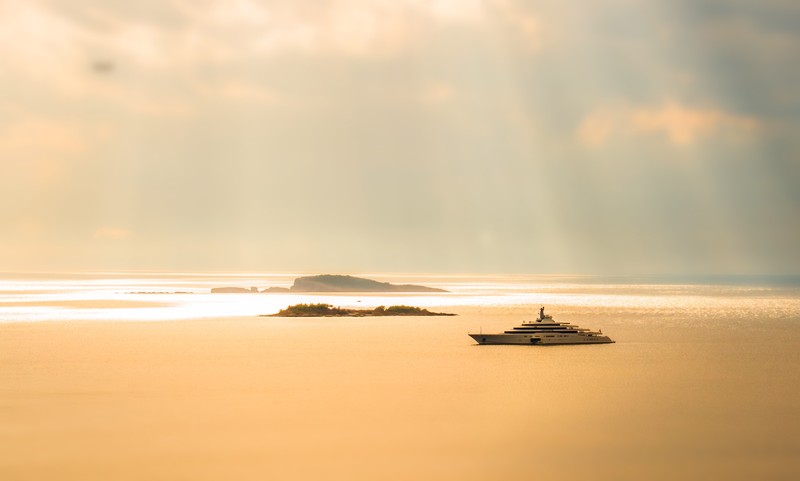ship, white, sunset, travel, dusk, island, hd, ocean, outdoors, water
