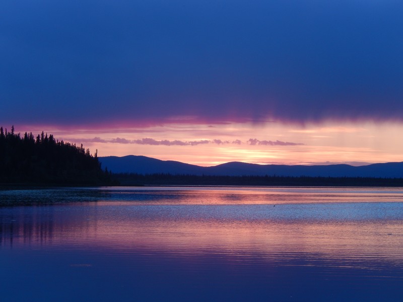sunset, lake, dawn, reflection, nature, hd, 4k, 5k