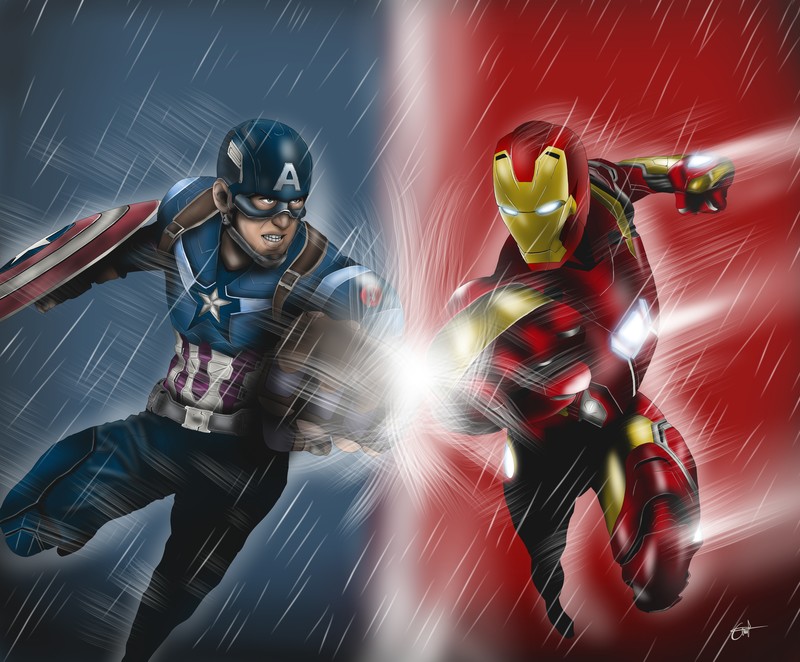 captain america, iron man, hd, 4k, 5k, artwork, deviantart, artist