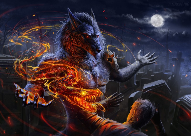 artist, artwork, digital art, hd, skull, wolf, deviantart