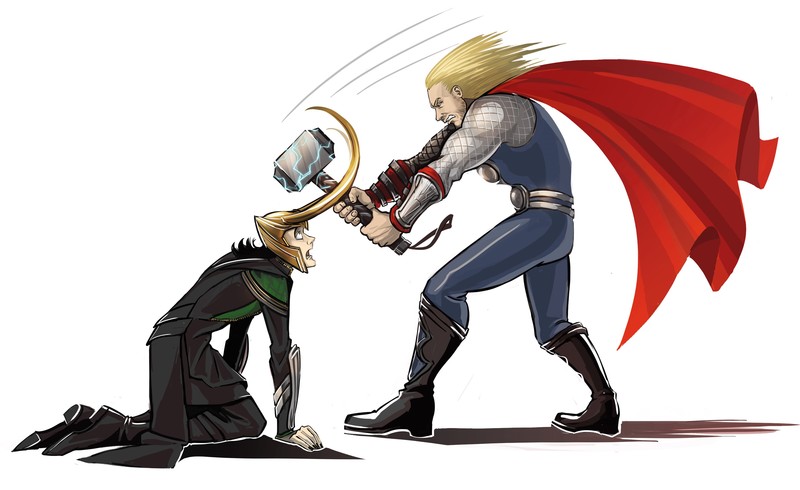 thor, loki, superheroes, artist, artwork, funny, hd, 4k, 5k