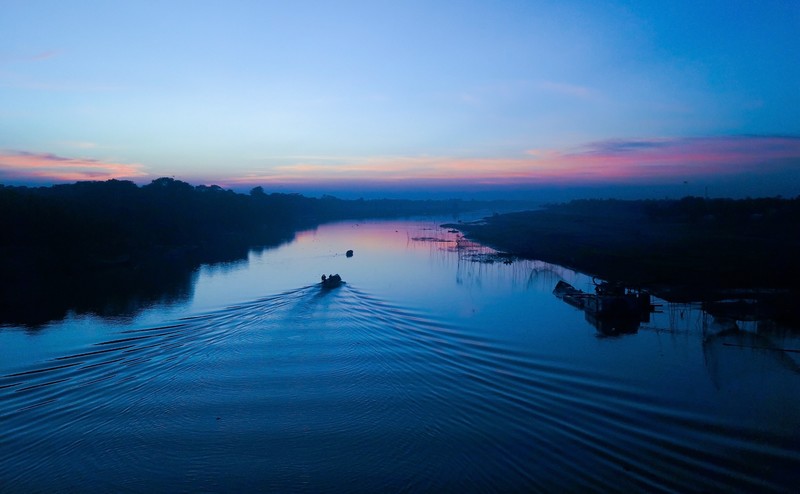 boat, lake, nature, evening, 4k, hd