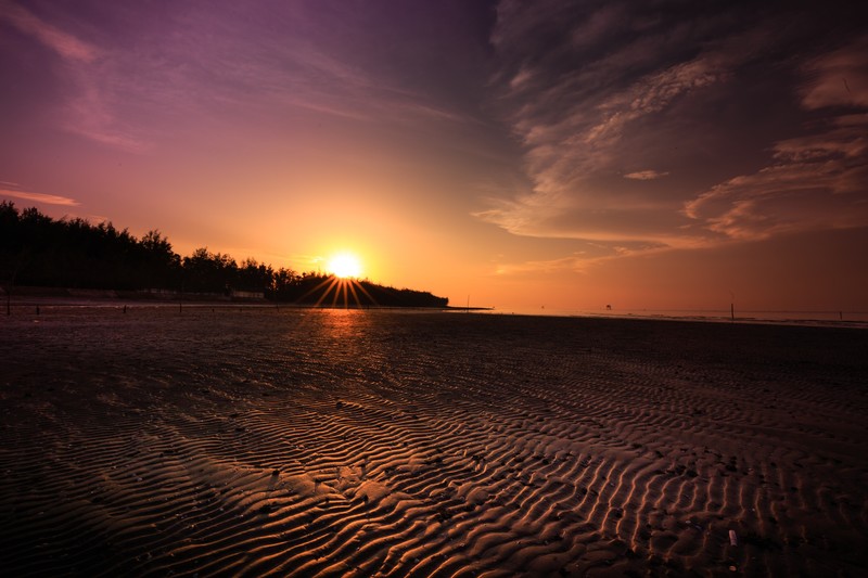 beach, sand, sunset, evening, nature, hd, 4k