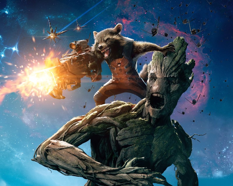 groot, rocket raccoon, guardians of the galaxy, 4k, 5k, hd