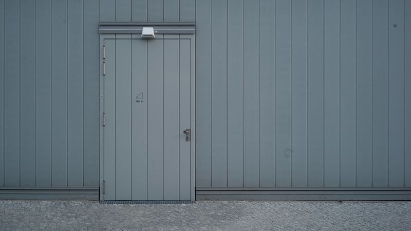 door, wall, gray, minimalism, 4k