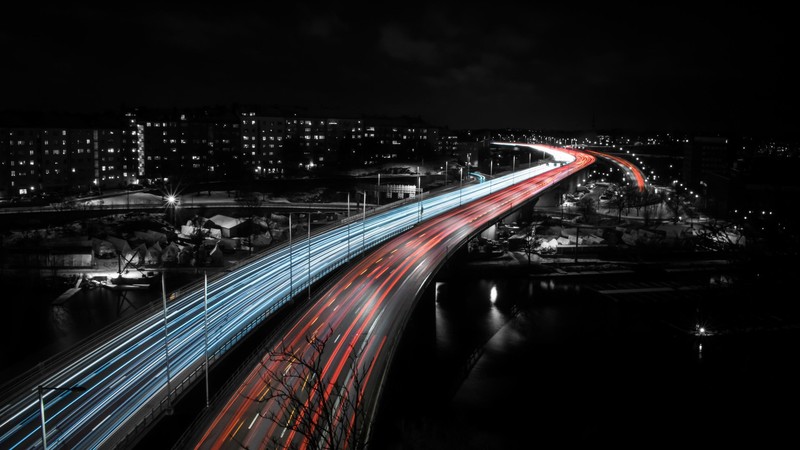 long exposure, trails, highway, bridge, hd, photography