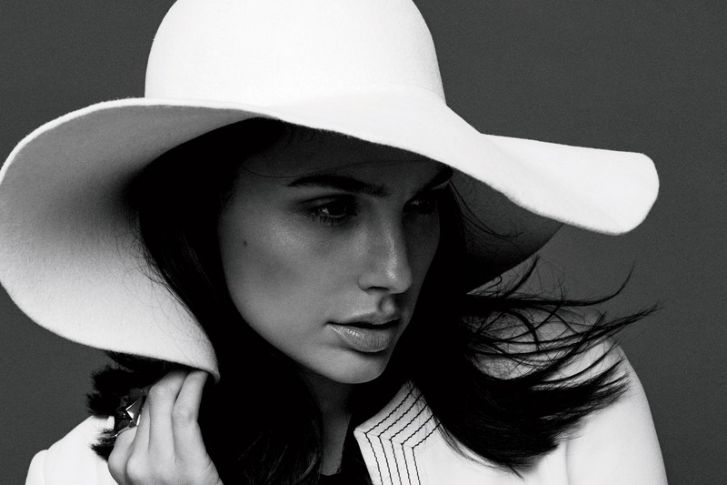gal gadot, celebrities, girls, hd, monochrome, hat, black and white