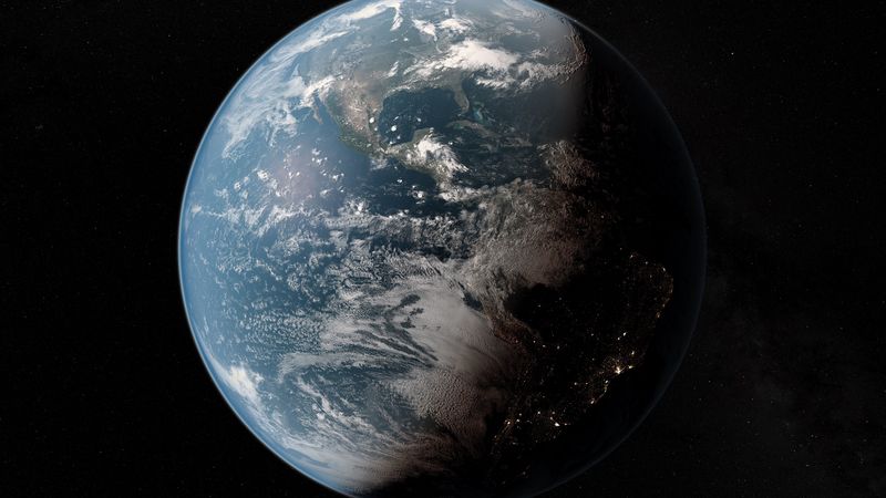 earth, planet, shadow, space, stars, 4k