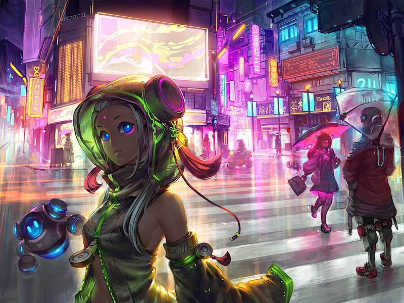 anime girl, cyberpunk, scifi, hd, artist, artwork, digital art, deviantart