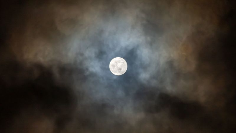 moon, clouds, sky, dark, night, 4k