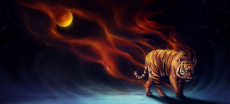 tiger, animals, fantasy, hd, 4k, artist, artwork, digital art